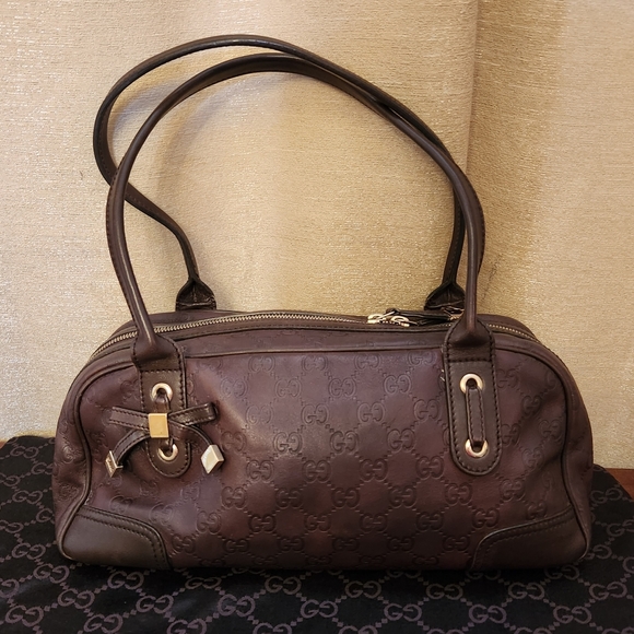 Gucci Brown Leather Guccissima Princy Hobo